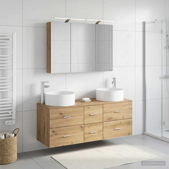 Set de mobilier pentru baie 4 buc. Stejar Artizanal WALTI