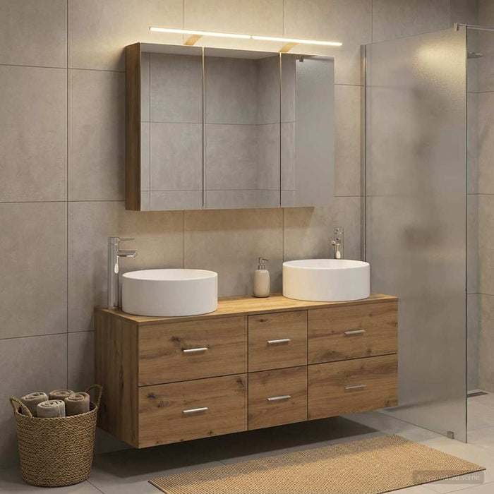 Set de mobilier pentru baie 4 buc. Stejar Artizanal WALTI