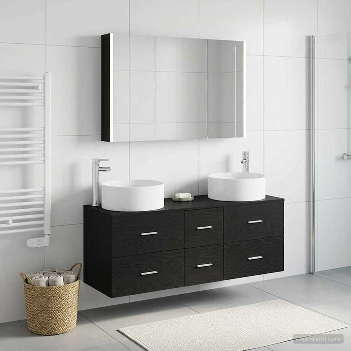 Set de mobilier pentru baie 4 pcs Stejar Negru WALTI