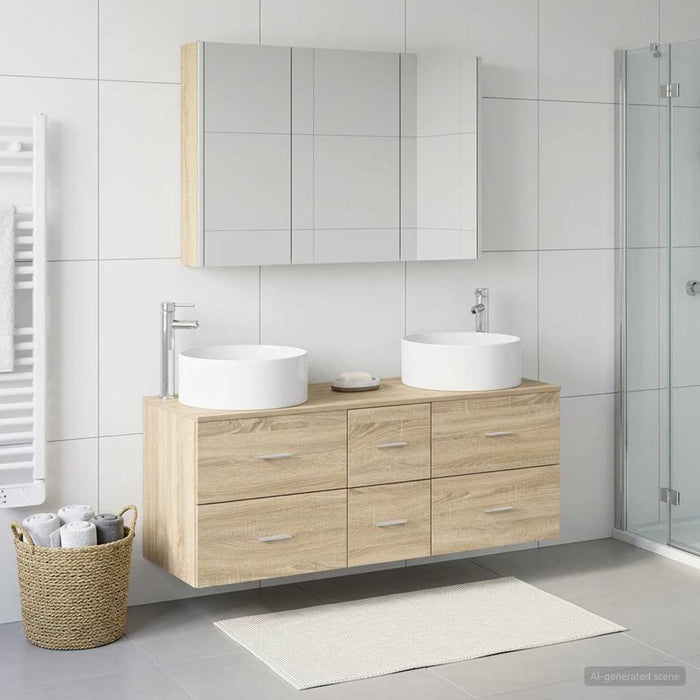 Set de mobilier pentru baie 4 buc. Stejar Sonoma - WALTI WALTI