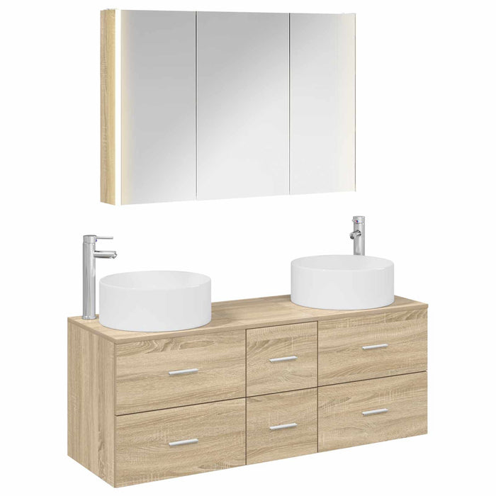 Set de mobilier pentru baie 4 pcs Stejar Sonoma WALTI