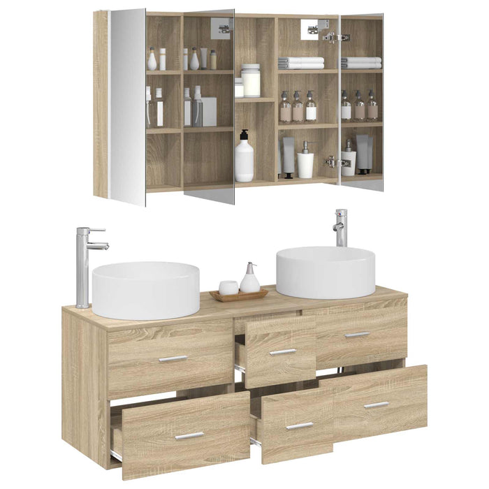 Set de mobilier pentru baie 4 pcs Stejar Sonoma WALTI
