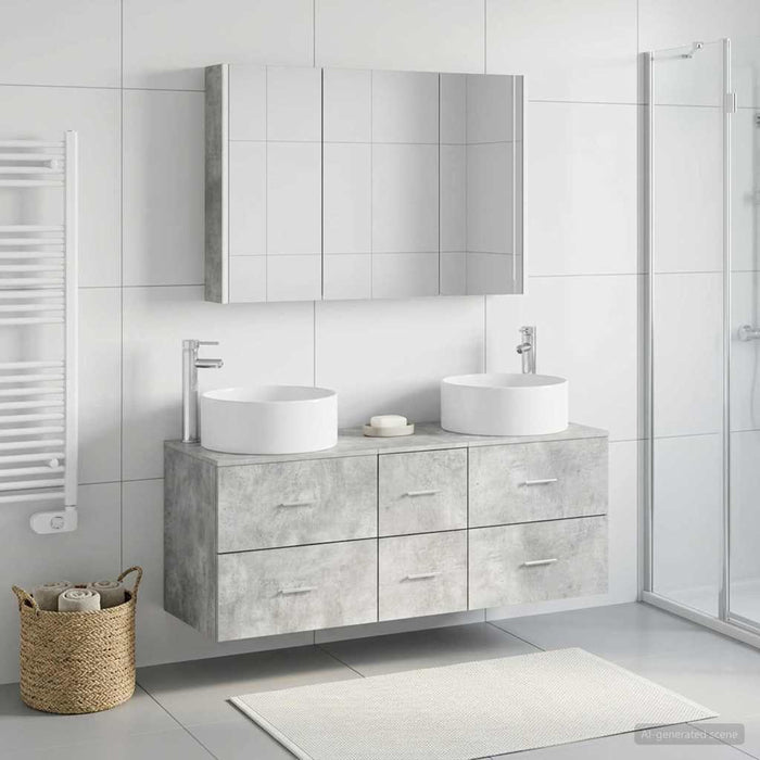 Set de mobilier pentru baie 4 buc. Gri Beton WALTI