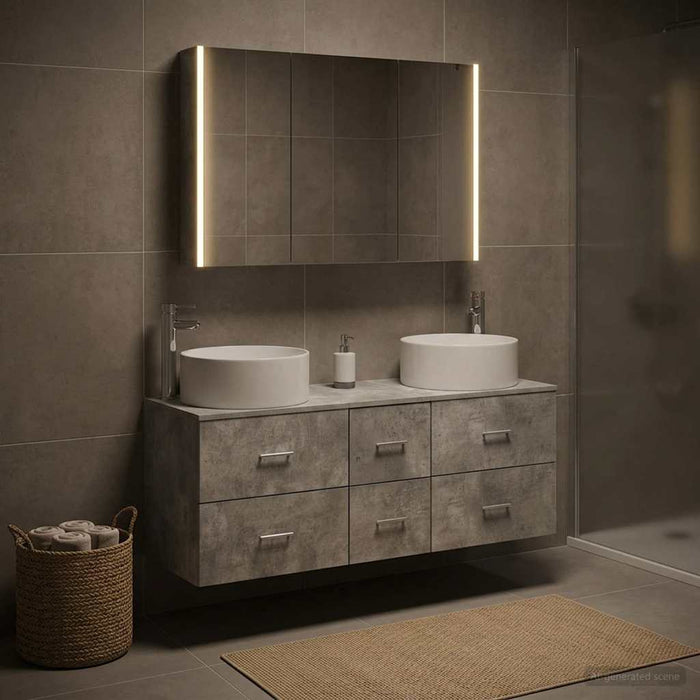 Set de mobilier pentru baie 4 buc. Gri Beton WALTI