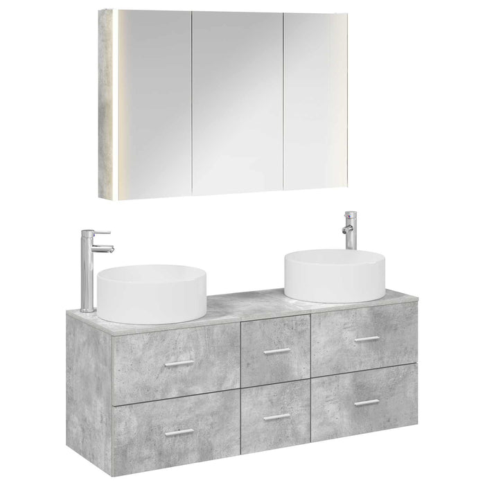 Set de mobilier pentru baie 4 pcs Gri Beton WALTI