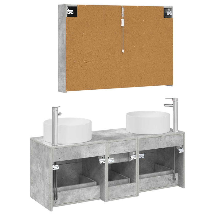 Set de mobilier pentru baie 4 pcs Gri Beton WALTI