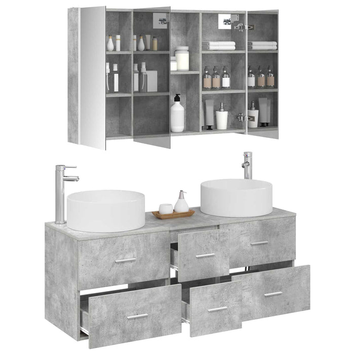 Set de mobilier pentru baie 4 pcs Gri Beton WALTI