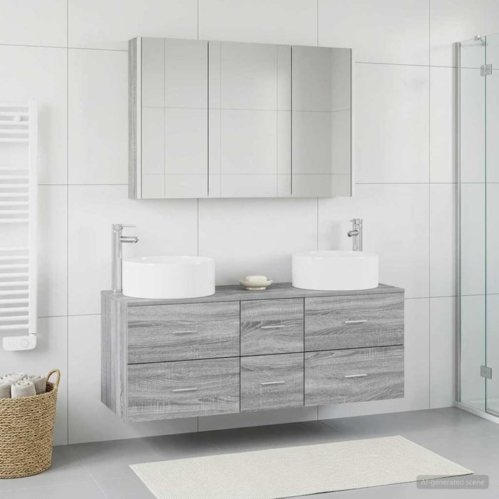 Set de mobilier pentru baie 4 pcs Sonoma gri WALTI