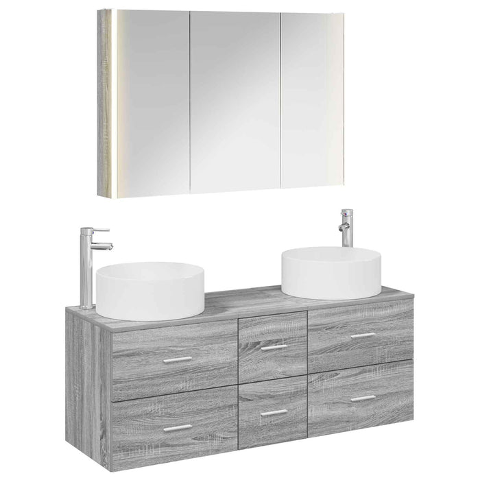 Set de mobilier pentru baie 4 pcs Sonoma gri WALTI