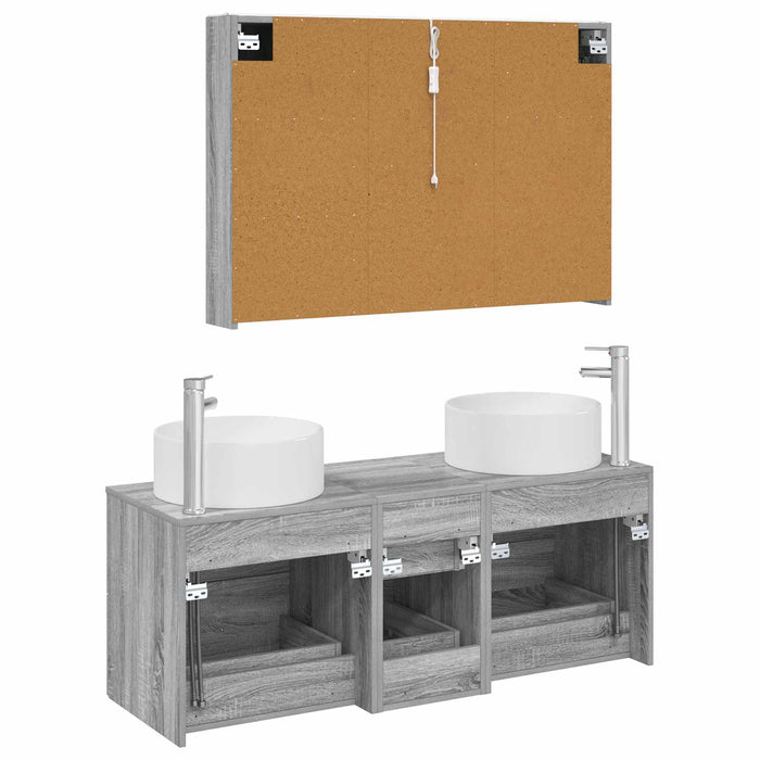 Set de mobilier pentru baie 4 pcs Sonoma gri WALTI