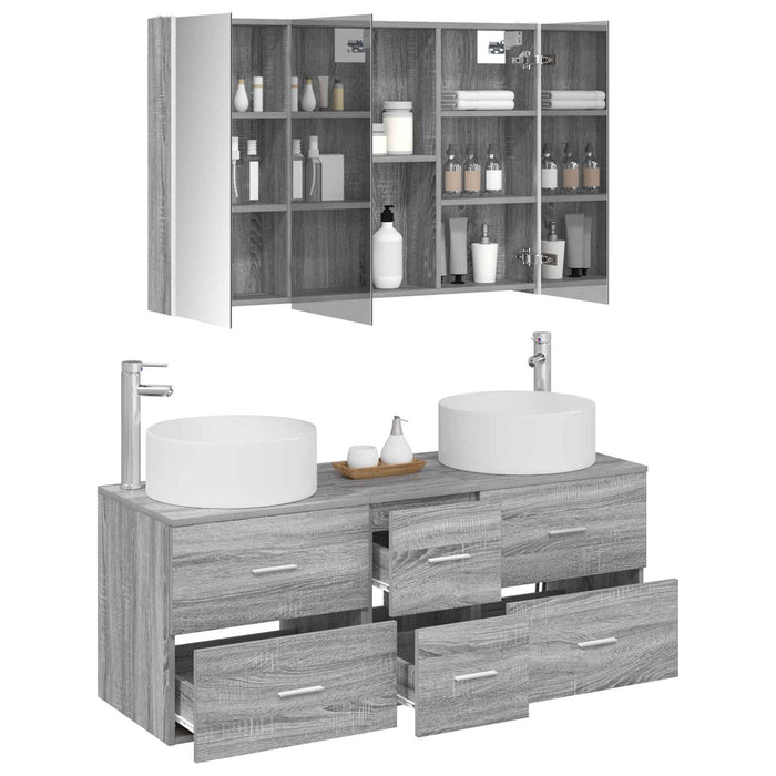 Set de mobilier pentru baie 4 pcs Sonoma gri WALTI
