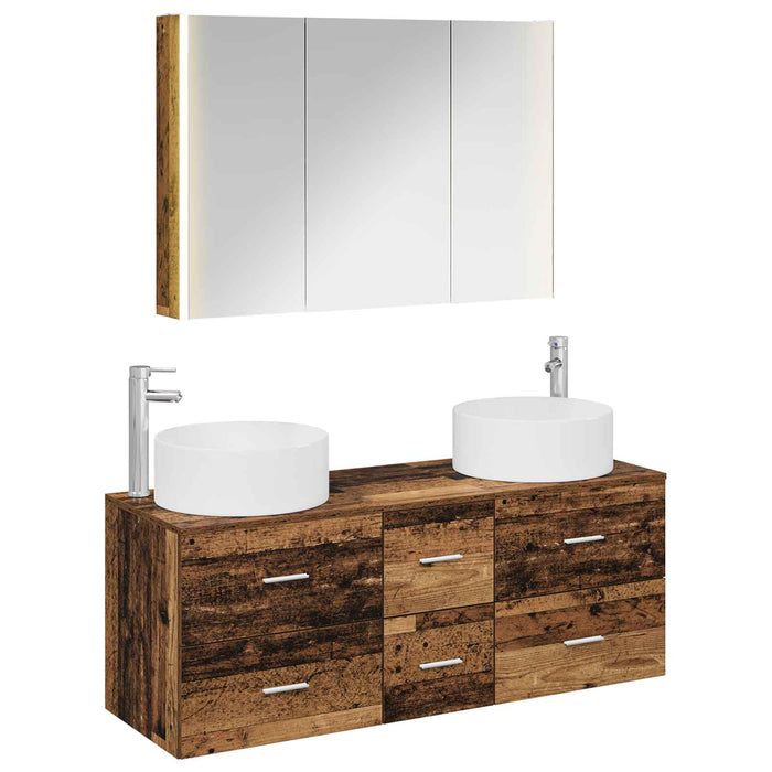 Set de mobilier pentru baie 4 pcs Lemn vechi WALTI