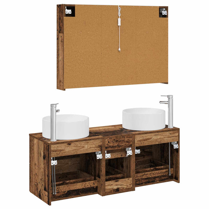 Set de mobilier pentru baie 4 pcs Lemn vechi WALTI