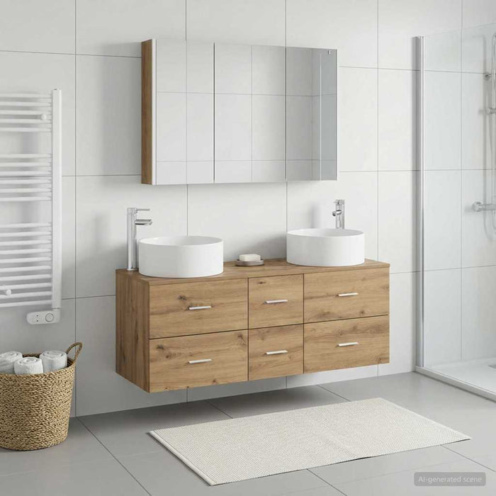 Set de mobilier pentru baie 4 buc. Stejar Artizanal WALTI