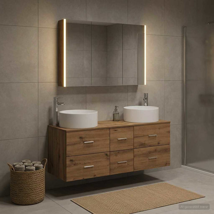 Set de mobilier pentru baie 4 buc. Stejar Artizanal WALTI
