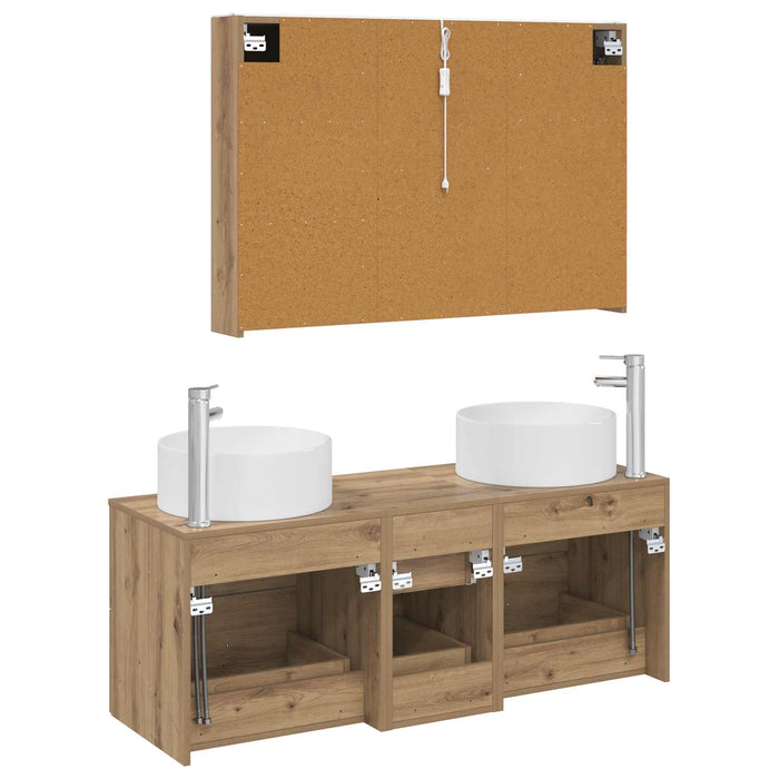 Set de mobilier pentru baie 4 pcs Stejar Artizanal WALTI