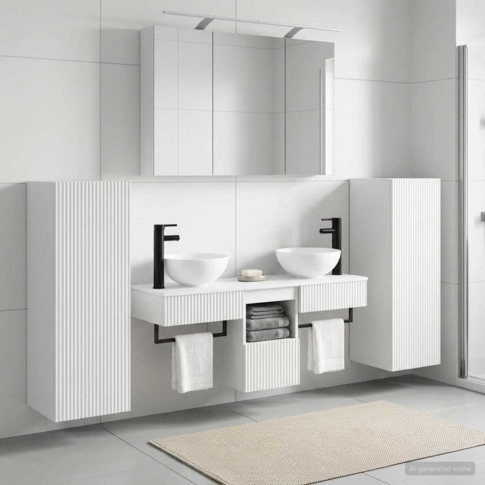 Set de mobilier pentru baie 6 pcs Alb Lemn prelucrat și sticlă WALTI