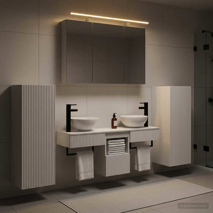 Set de mobilier pentru baie 6 pcs Alb Lemn prelucrat și sticlă WALTI
