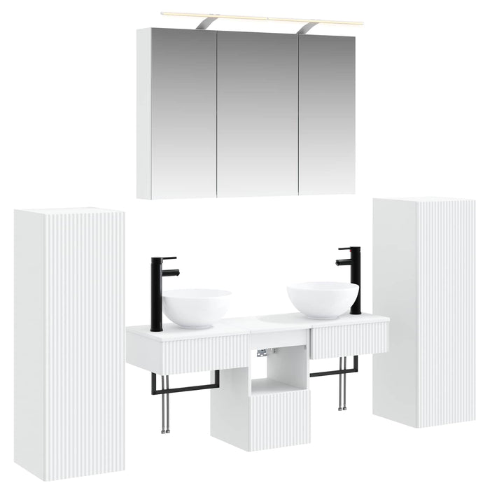 Set de mobilier pentru baie 6 pcs Alb Lemn prelucrat și sticlă WALTI