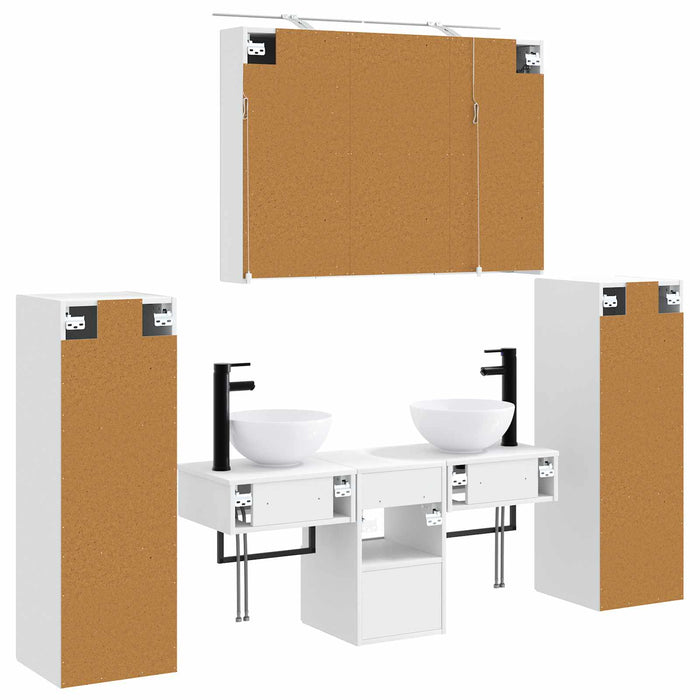 Set de mobilier pentru baie 6 pcs Alb Lemn prelucrat și sticlă WALTI