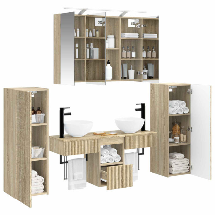 Set de mobilier pentru baie 6 pcs Stejar Sonoma WALTI