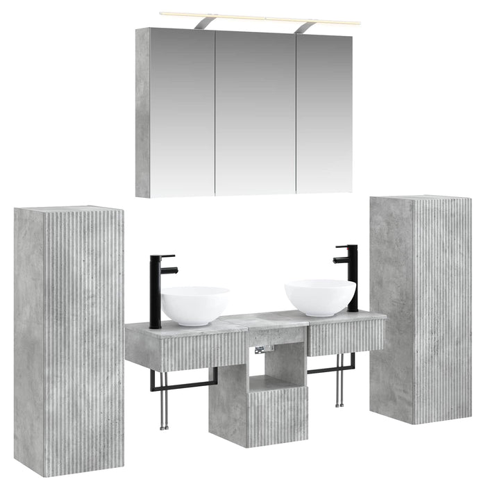 Set de mobilier pentru baie 6 pcs Gri Beton WALTI