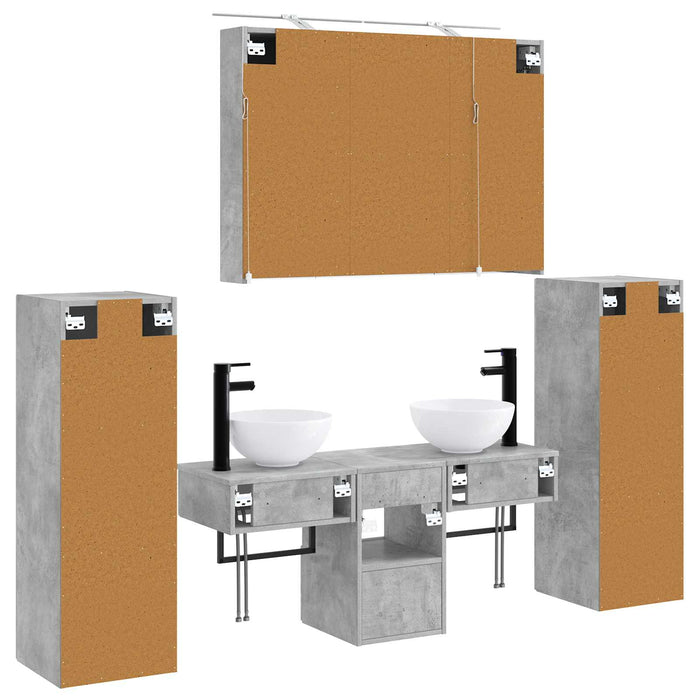 Set de mobilier pentru baie 6 pcs Gri Beton WALTI