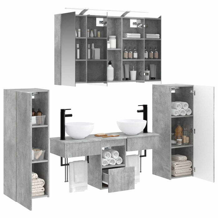 Set de mobilier pentru baie 6 pcs Gri Beton WALTI