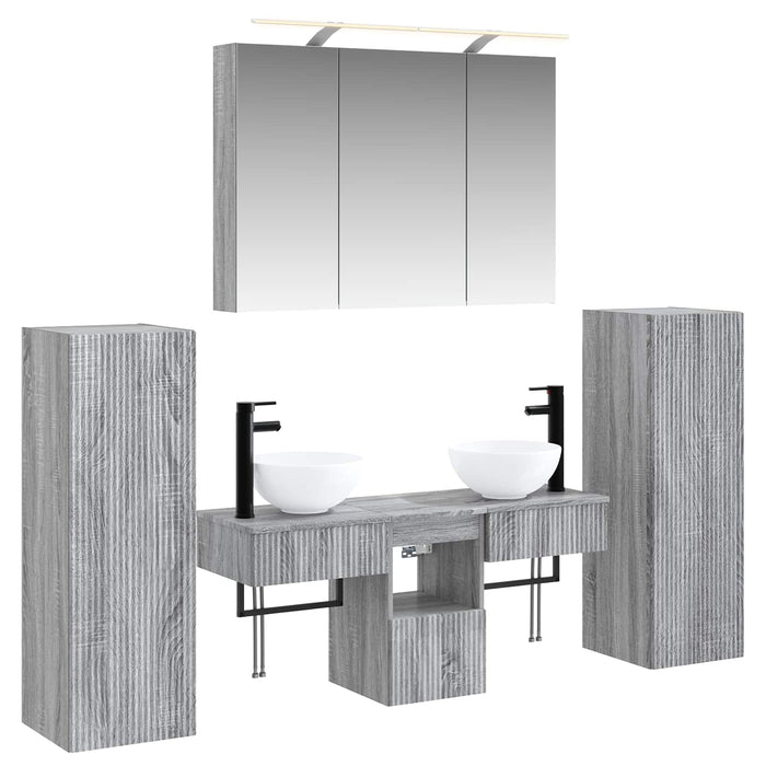 Set de mobilier pentru baie 6 pcs Sonoma gri WALTI