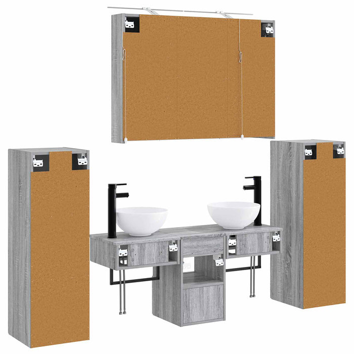 Set de mobilier pentru baie 6 pcs Sonoma gri WALTI