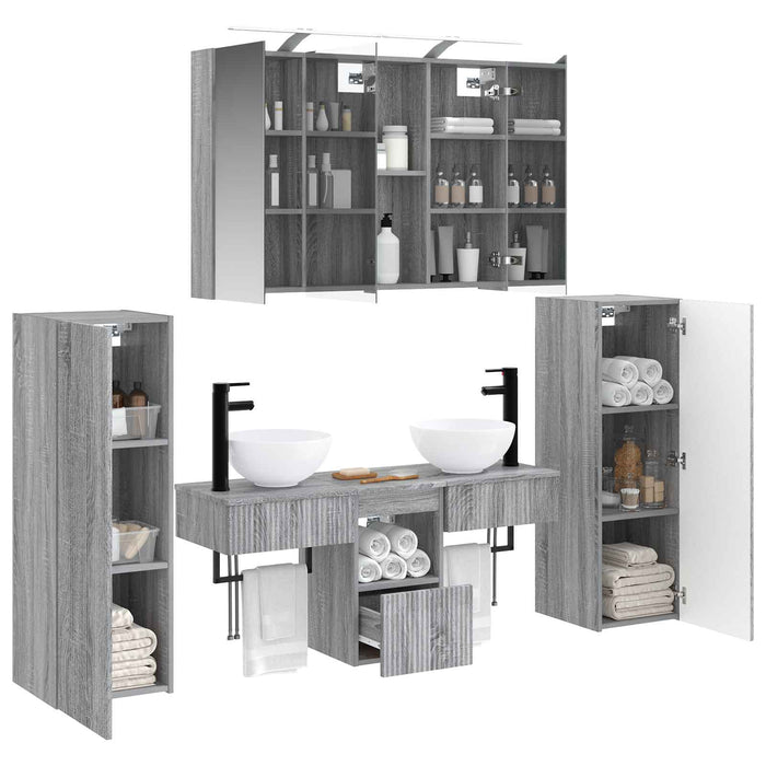 Set de mobilier pentru baie 6 pcs Sonoma gri WALTI
