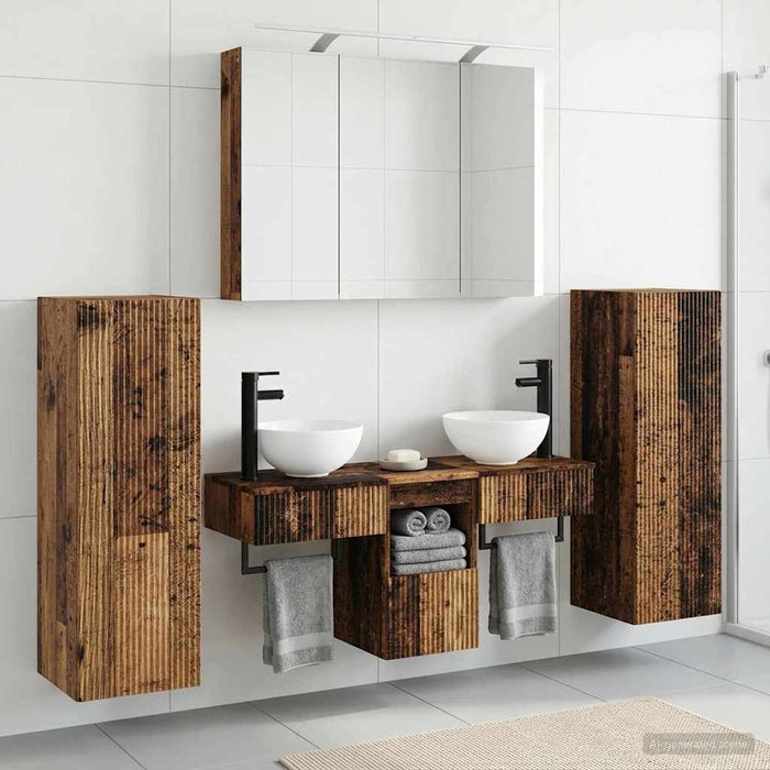 Set de mobilier pentru baie 6 buc. Lemn vechi WALTI