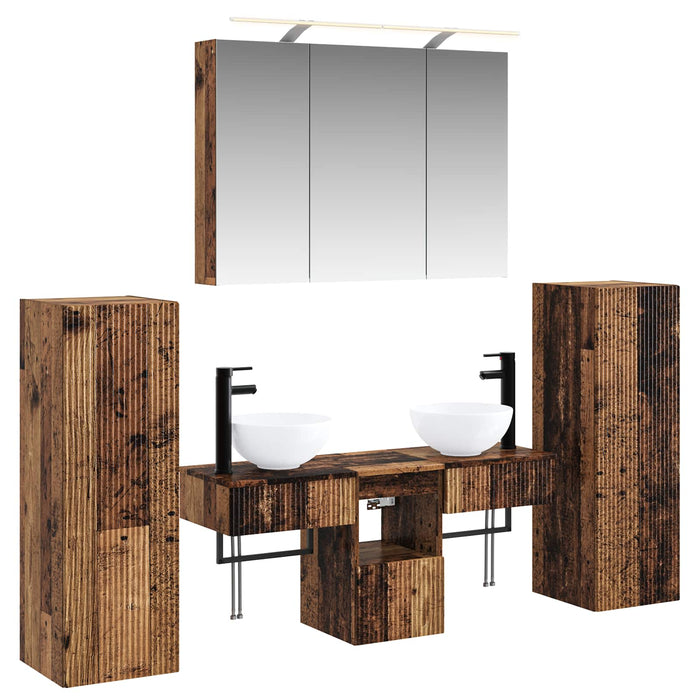 Set de mobilier pentru baie 6 buc. Lemn vechi WALTI