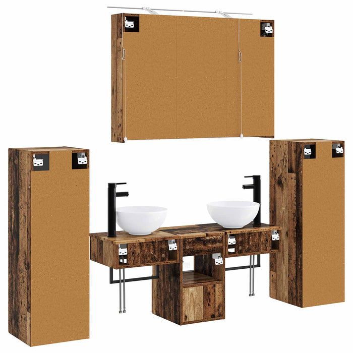 Set de mobilier pentru baie 6 buc. Lemn vechi WALTI