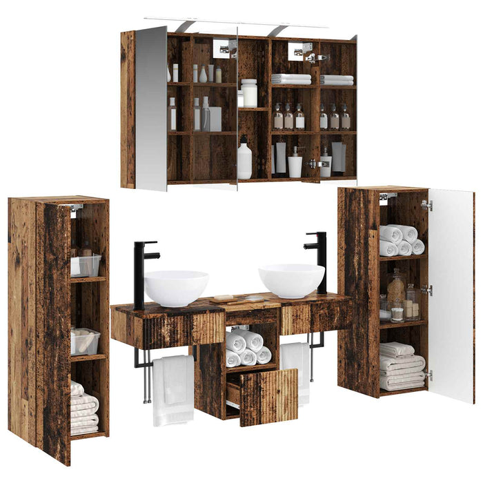 Set de mobilier pentru baie 6 buc. Lemn vechi WALTI