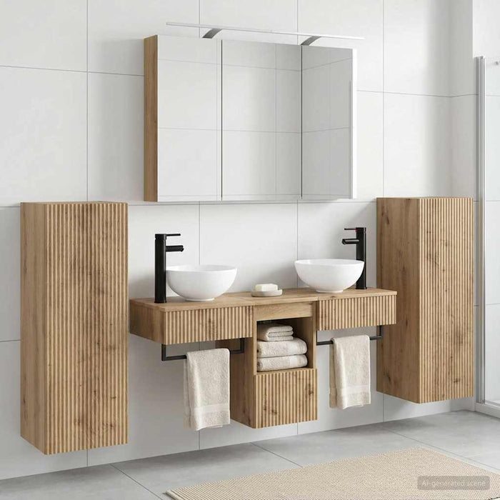 Set de mobilier pentru baie 6 buc. Stejar Artizanal - WALTI WALTI