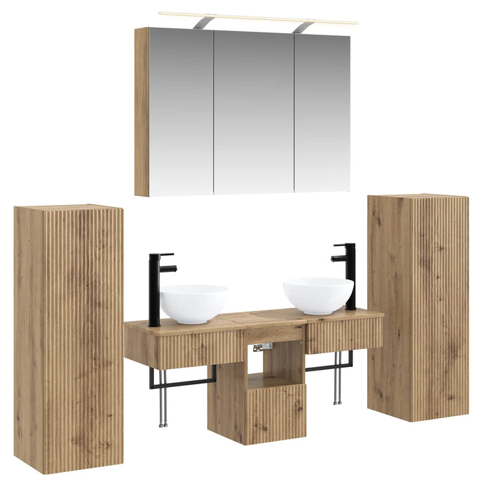 Set de mobilier pentru baie 6 pcs Stejar Artizanal WALTI
