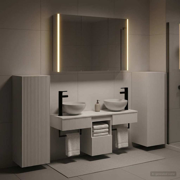 Set de mobilier pentru baie 6 pcs Alb Lemn prelucrat și sticlă WALTI