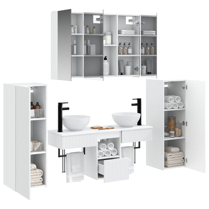 Set de mobilier pentru baie 6 pcs Alb Lemn prelucrat și sticlă WALTI