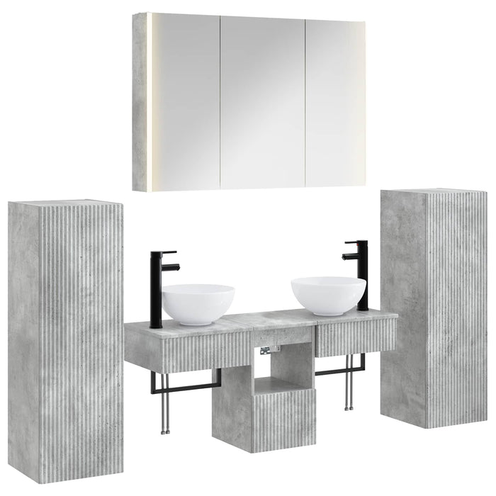 Set de mobilier pentru baie 6 pcs Gri Beton WALTI