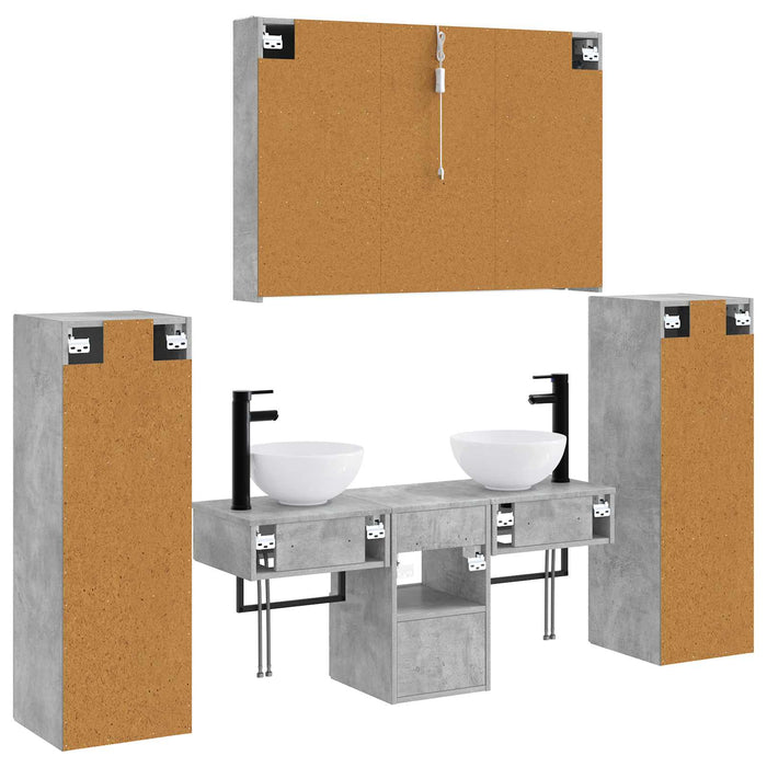 Set de mobilier pentru baie 6 pcs Gri Beton WALTI