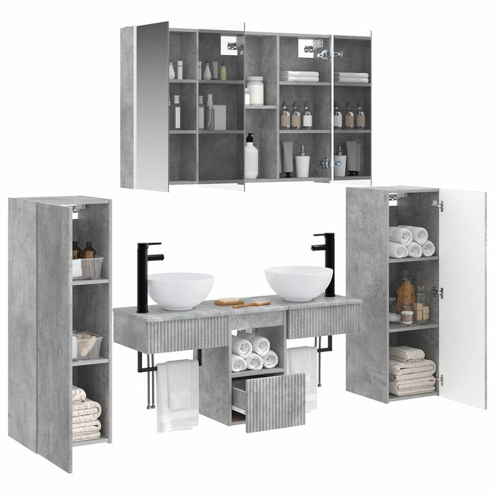 Set de mobilier pentru baie 6 pcs Gri Beton WALTI
