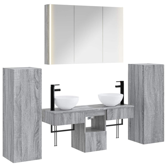 Set de mobilier pentru baie 6 pcs Sonoma gri WALTI