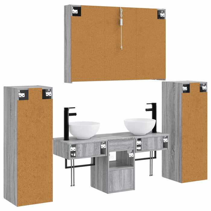 Set de mobilier pentru baie 6 pcs Sonoma gri WALTI
