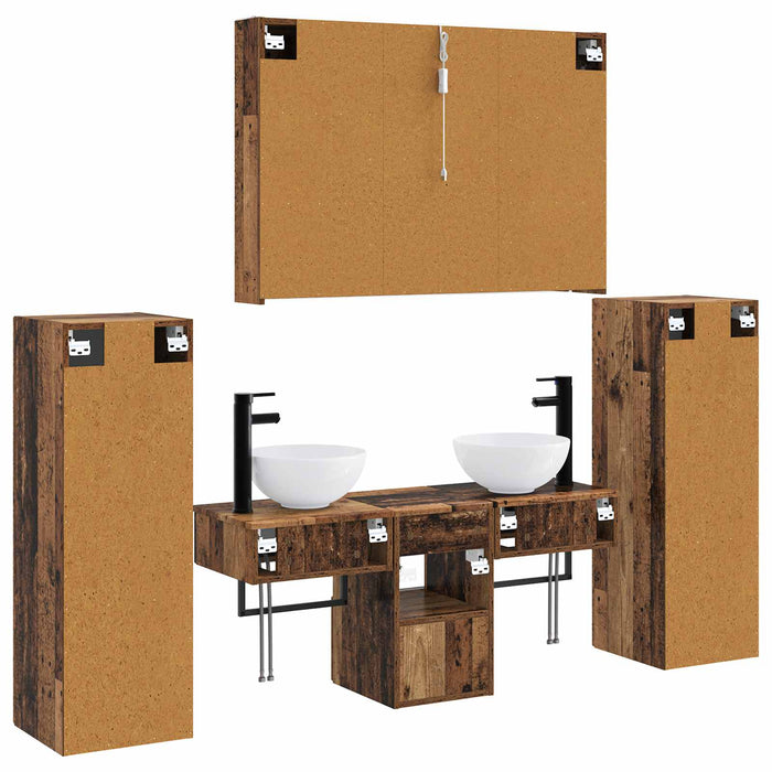 Set de mobilier pentru baie 6 pcs Lemn vechi WALTI