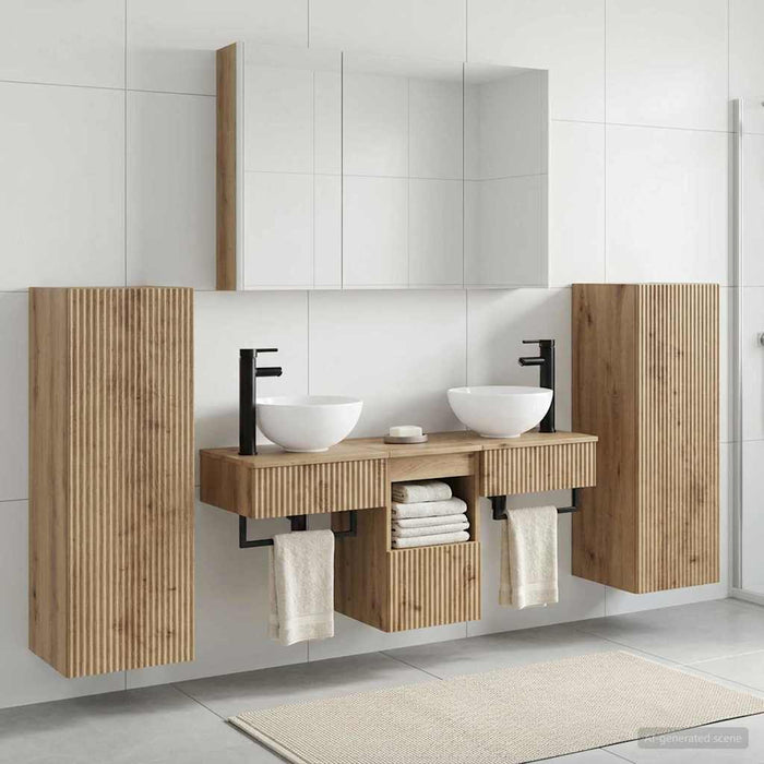 Set de mobilier pentru baie 6 pcs Stejar Artizanal WALTI