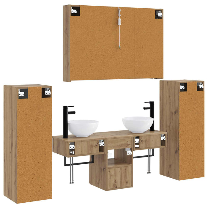 Set de mobilier pentru baie 6 pcs Stejar Artizanal WALTI