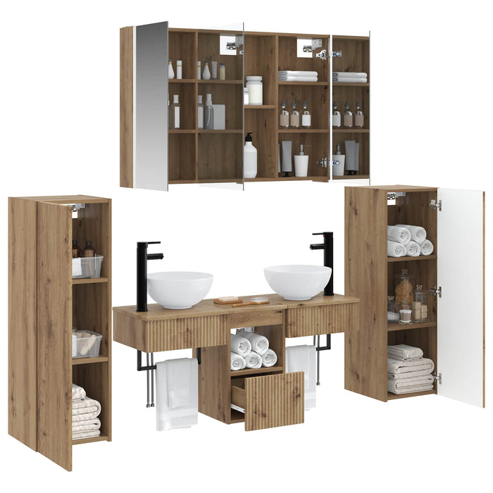 Set de mobilier pentru baie 6 pcs Stejar Artizanal WALTI