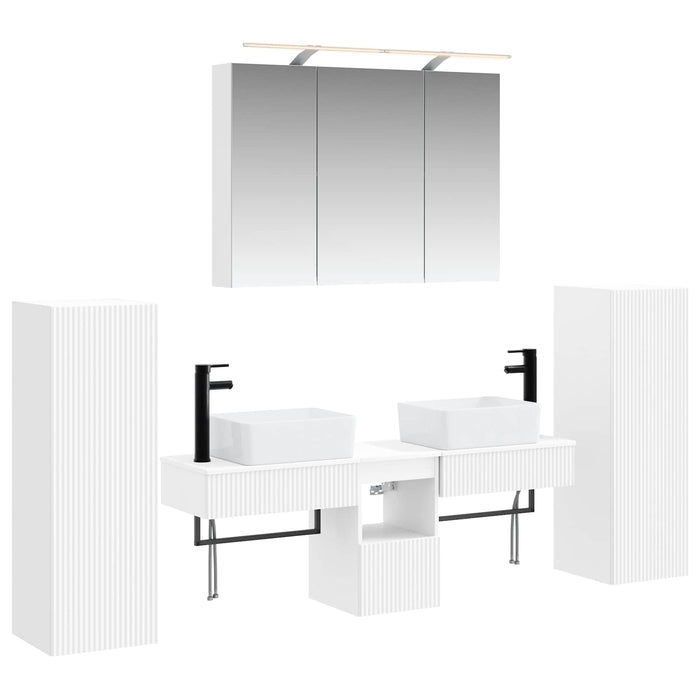 Set de mobilier pentru baie 6 pcs Alb Lemn prelucrat și sticlă WALTI
