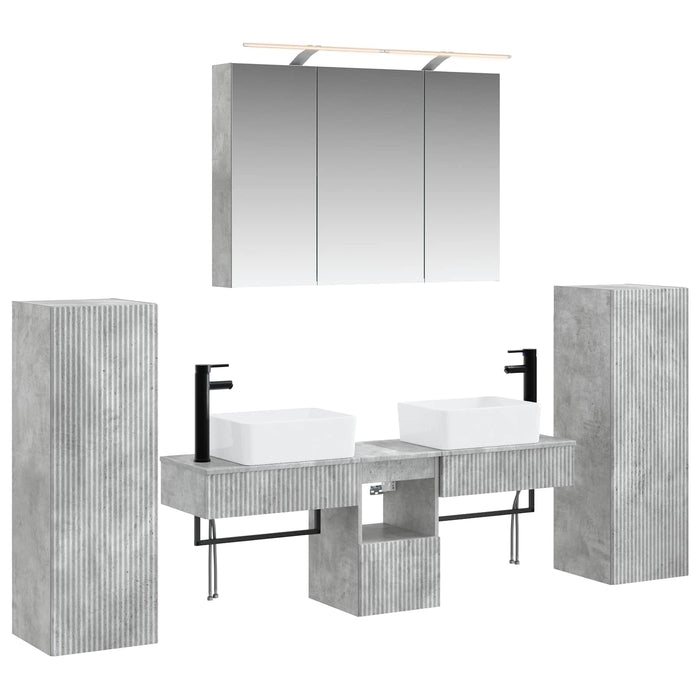 Set de mobilier pentru baie 6 pcs Gri Beton WALTI